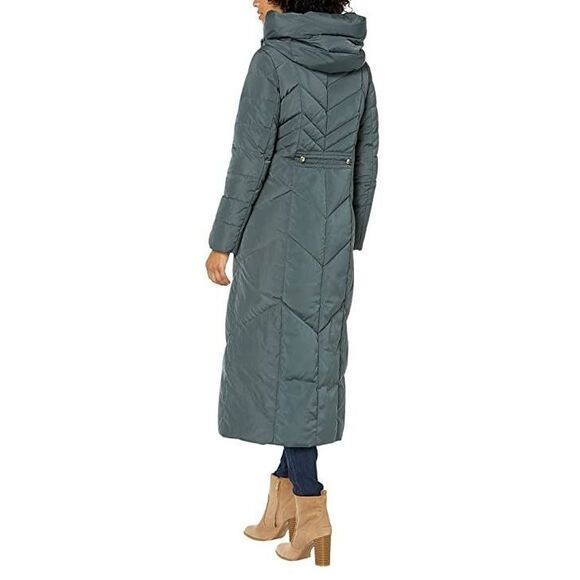 Cole Haan 351SD352 Women's Sz S Gray Hooded Chevron Down Puffer Coat - Picture 15 of 15